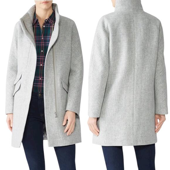 J. Crew Cocoon Coat in Italian Stadium Cloth Wool Blend Gray Size 2 - Picture 2 of 11